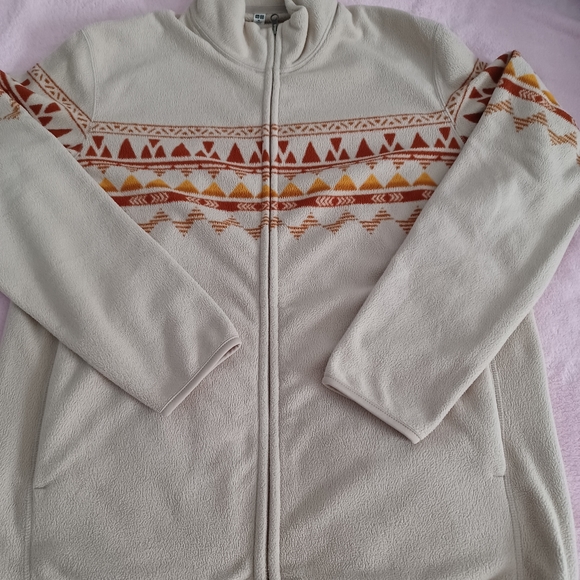 NWOT Soft Fleece Linen Aztec Print Zip up Men's Jacket - Picture 2 of 7